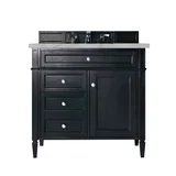 Brittany 36" Single Vanity, Black Onyx w/ 3 CM Victorian Silver Silestone Top