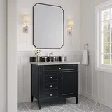 Brittany 36" Single Vanity, Black Onyx w/ 3 CM Victorian Silver Silestone Top