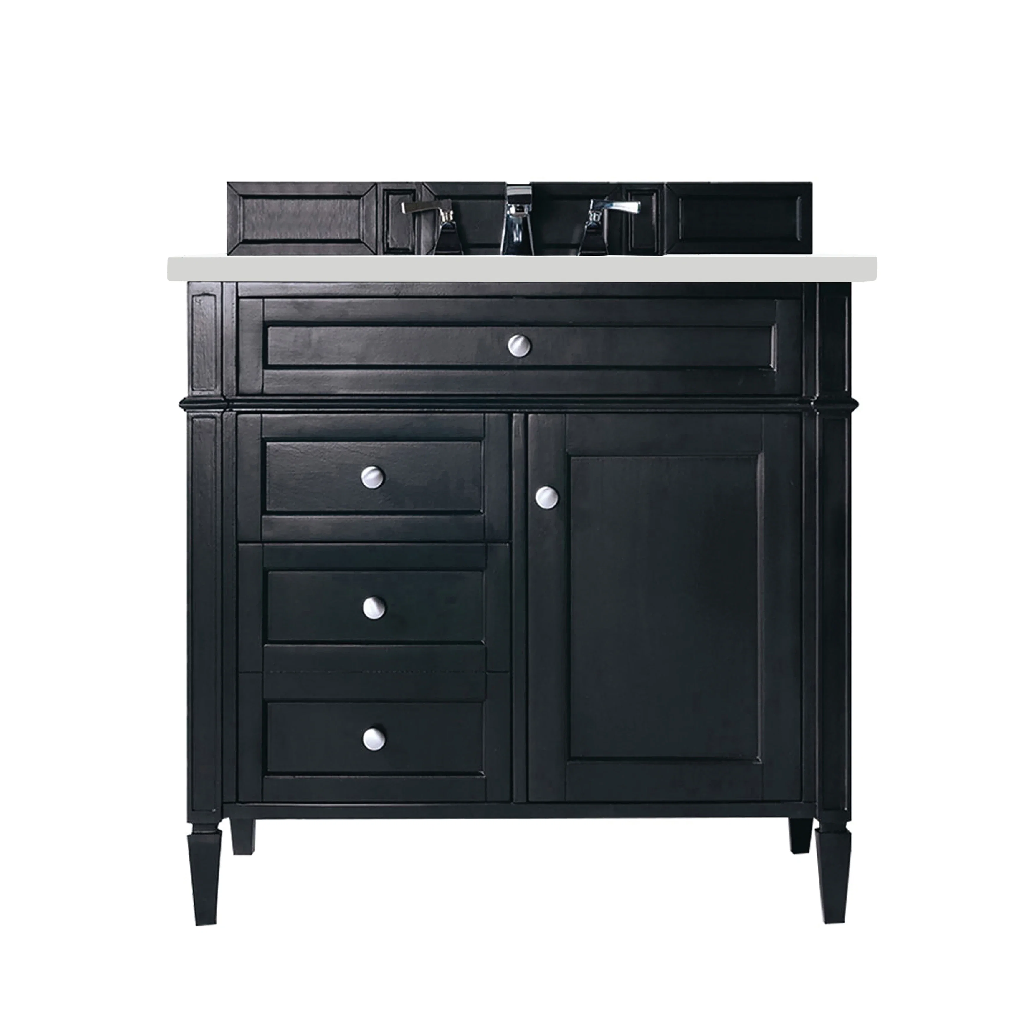 Brittany 36" Single Vanity, Black Onyx w/ 3 CM White Zeus Silestone Top