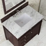 Brittany 36" Single Vanity, Burnished Mahogany w/ 3 CM Carrara Marble Top