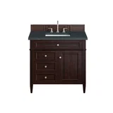 Brittany 36" Single Vanity, Burnished Mahogany w/ 3 CM Charcoal Soapstone Silestone Top
