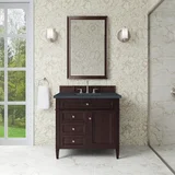 Brittany 36" Single Vanity, Burnished Mahogany w/ 3 CM Charcoal Soapstone Silestone Top