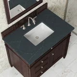 Brittany 36" Single Vanity, Burnished Mahogany w/ 3 CM Charcoal Soapstone Silestone Top
