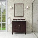 Brittany 36" Single Vanity, Burnished Mahogany w/ 3 CM Lime Delight Silestone Top