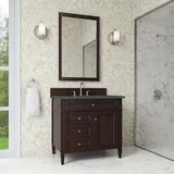Brittany 36" Single Vanity, Burnished Mahogany w/ 3 CM Parisien Bleu Silestone Top