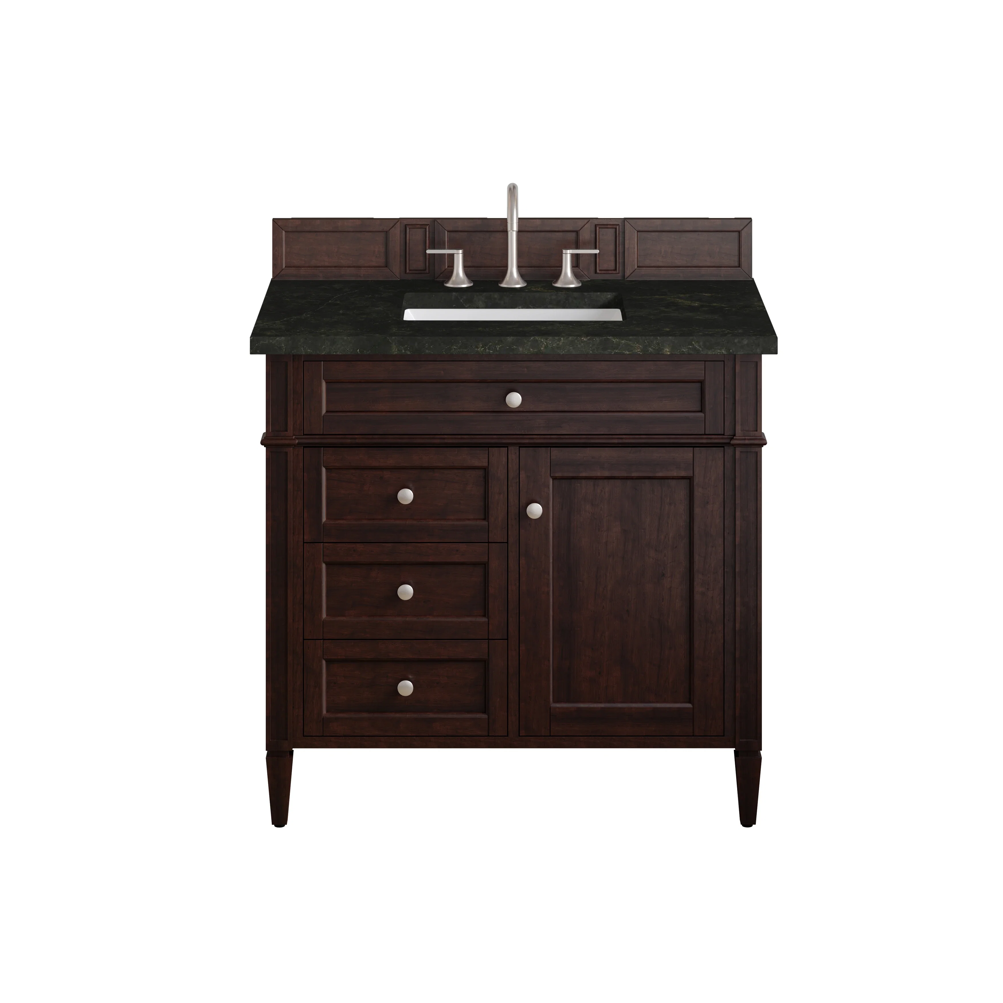 Brittany 36" Single Vanity, Burnished Mahogany, w/ 3 CM Phantome Eclos Top