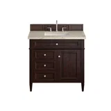 Brittany 36" Single Vanity, Burnished Mahogany, w/ 3 CM Tajnar Eclos Top