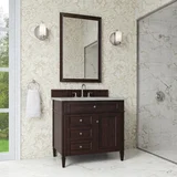 Brittany 36" Single Vanity, Burnished Mahogany w/ 3 CM Victorian Silver Silestone Top