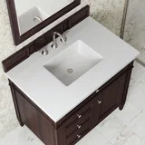 Brittany 36" Single Vanity, Burnished Mahogany w/ 3 CM White Zeus Silestone Top