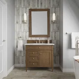 Brittany 36" Single Vanity, Saddle Brown w/ 3 CM Carrara Marble Top