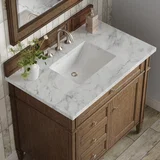 Brittany 36" Single Vanity, Saddle Brown w/ 3 CM Carrara Marble Top