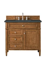Brittany 36" Single Vanity, Saddle Brown w/ 3 CM Charcoal Soapstone Silestone Top