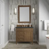 Brittany 36" Single Vanity, Saddle Brown w/ 3 CM Charcoal Soapstone Silestone Top