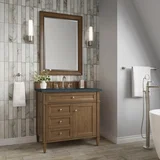 Brittany 36" Single Vanity, Saddle Brown w/ 3 CM Charcoal Soapstone Silestone Top