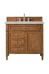 Brittany 36" Single Vanity, Saddle Brown w/ 3 CM Eternal Jasmine Pearl Silestone Top