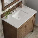 Brittany 36" Single Vanity, Saddle Brown w/ 3 CM Eternal Jasmine Pearl Silestone Top