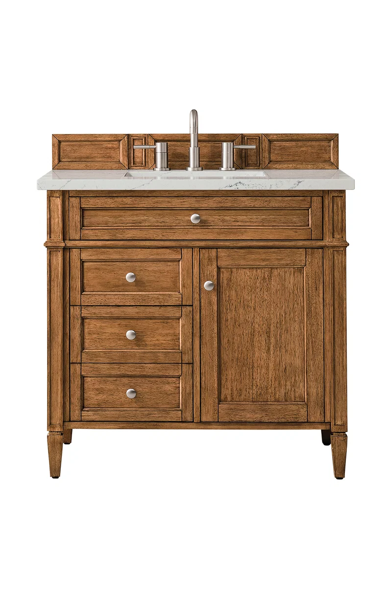 Brittany 36" Single Vanity, Saddle Brown w/ 3 CM Ethereal Noctis Silestone Top