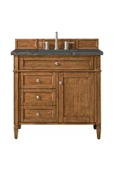 Brittany 36" Single Vanity, Saddle Brown w/ 3 CM Parisien Bleu Silestone Top
