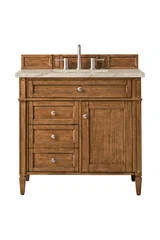Brittany 36" Single Vanity, Saddle Brown, w/ 3 CM Tajnar Eclos Top