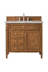 Brittany 36" Single Vanity, Saddle Brown w/ 3 CM Victorian Silver Silestone Top