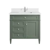 Brittany 36" Single Vanity, Smokey Celadon w/ Single Hole 3 CM White Zeus Top & Backsplash