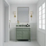 Brittany 36" Single Vanity, Smokey Celadon w/ 3 CM Carrara Marble Top
