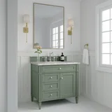 Brittany 36" Single Vanity, Smokey Celadon w/ 3 CM Carrara Marble Top