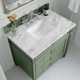 Brittany 36" Single Vanity, Smokey Celadon w/ 3 CM Carrara Marble Top