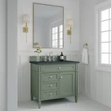 Brittany 36" Single Vanity, Smokey Celadon w/ 3 CM Charcoal Soapstone Top