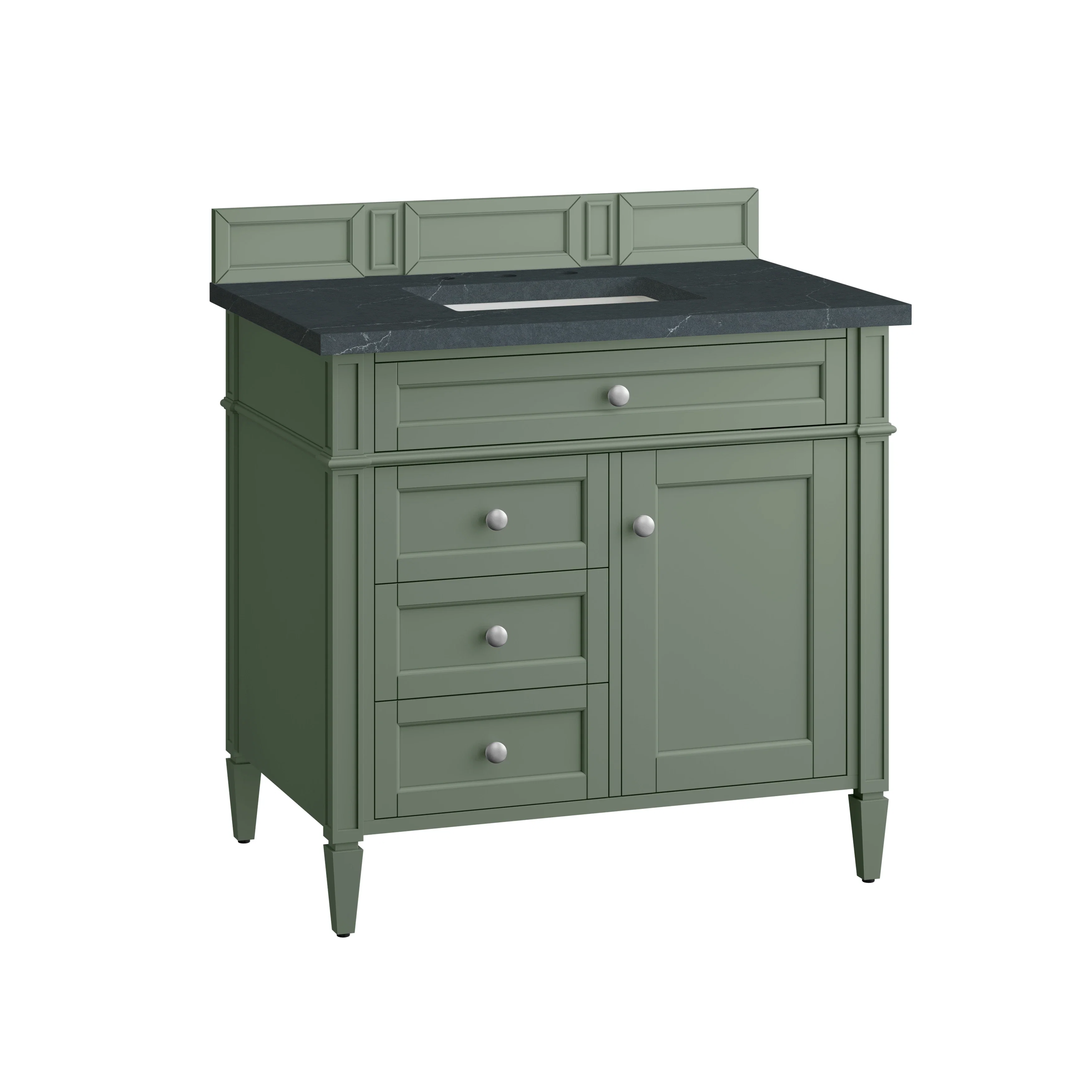 Brittany 36" Single Vanity, Smokey Celadon w/ 3 CM Charcoal Soapstone Top