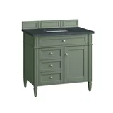 Brittany 36" Single Vanity, Smokey Celadon w/ 3 CM Charcoal Soapstone Top