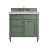 Brittany 36" Single Vanity, Smokey Celadon w/ 3 CM Eternal Jasmine Pearl Top
