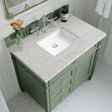 Brittany 36" Single Vanity, Smokey Celadon w/ 3 CM Eternal Jasmine Pearl Top