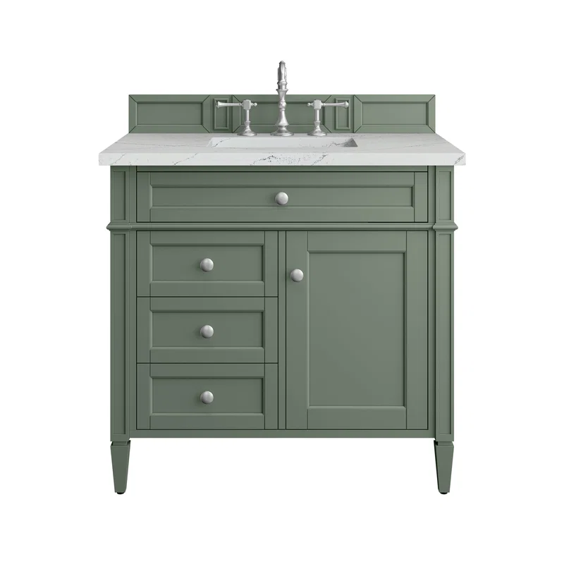 Brittany 36" Single Vanity, Smokey Celadon w/ 3 CM Ethereal Noctis Top