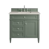 Brittany 36" Single Vanity, Smokey Celadon, w/ 3 CM Siberian Silestone Top