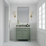 Brittany 36" Single Vanity, Smokey Celadon, w/ 3 CM Siberian Silestone Top