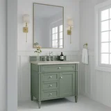 Brittany 36" Single Vanity, Smokey Celadon, w/ 3 CM Siberian Silestone Top