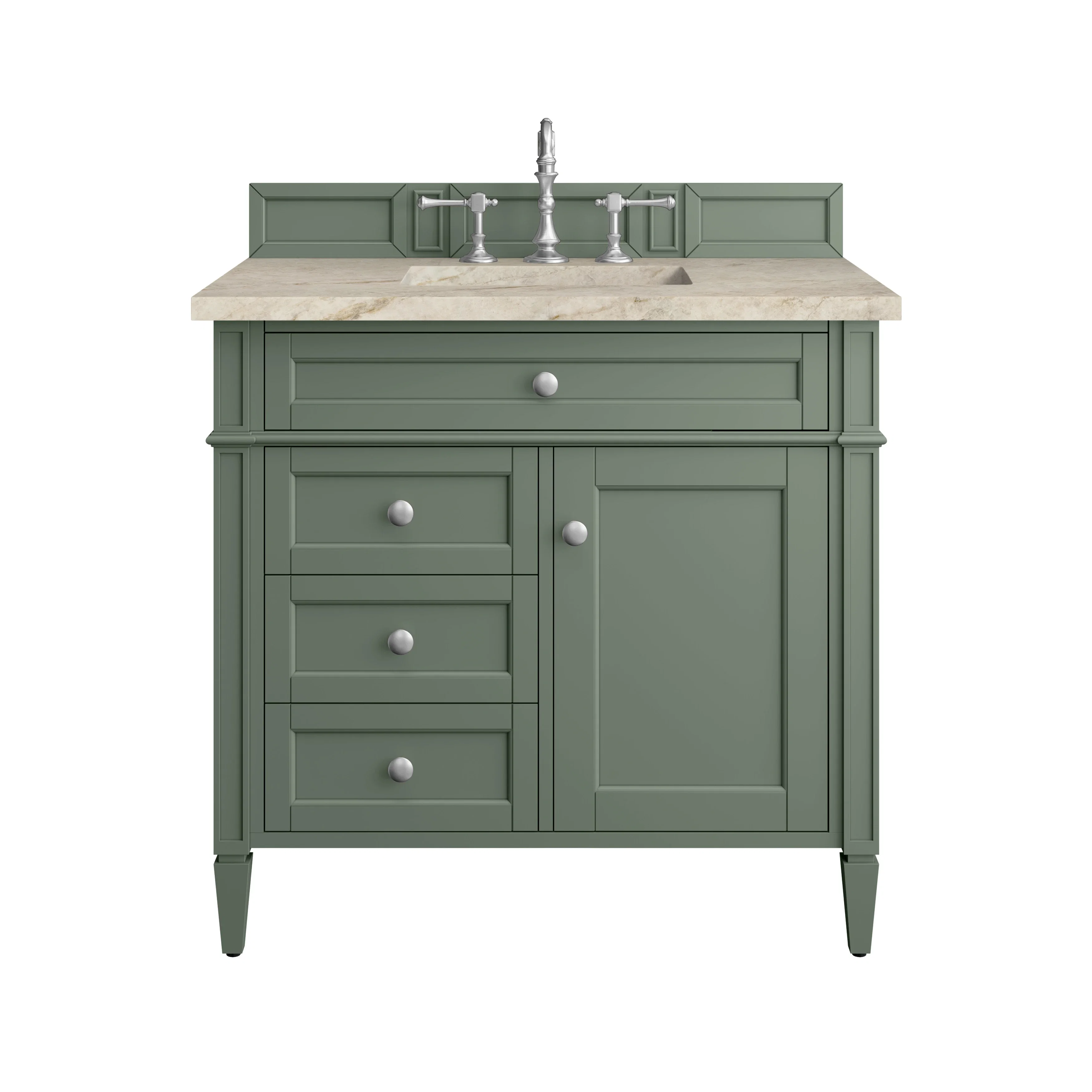 Brittany 36" Single Vanity, Smokey Celadon, w/ 3 CM Tajnar Eclos Top