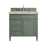 Brittany 36" Single Vanity, Smokey Celadon, w/ 3 CM Tajnar Eclos Top