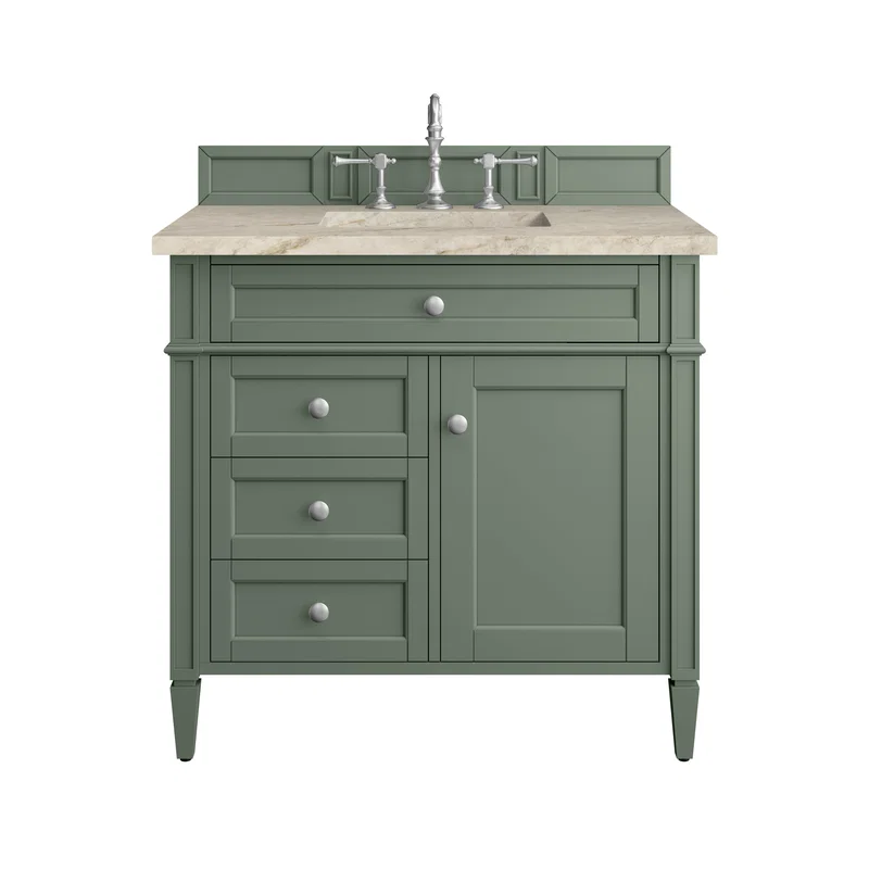 Brittany 36" Single Vanity, Smokey Celadon, w/ 3 CM Tajnar Eclos Top