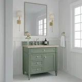 Brittany 36" Single Vanity, Smokey Celadon, w/ 3 CM Tajnar Eclos Top