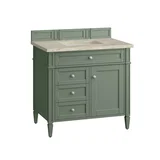 Brittany 36" Single Vanity, Smokey Celadon, w/ 3 CM Tajnar Eclos Top