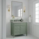 Brittany 36" Single Vanity, Smokey Celadon w/ 3 CM Victorian Silver Top
