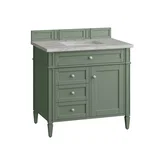 Brittany 36" Single Vanity, Smokey Celadon w/ 3 CM Victorian Silver Top