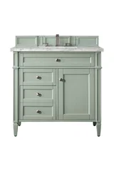 Brittany 36" Single Vanity, Sage Green w/ 3 CM Carrara Marble Top