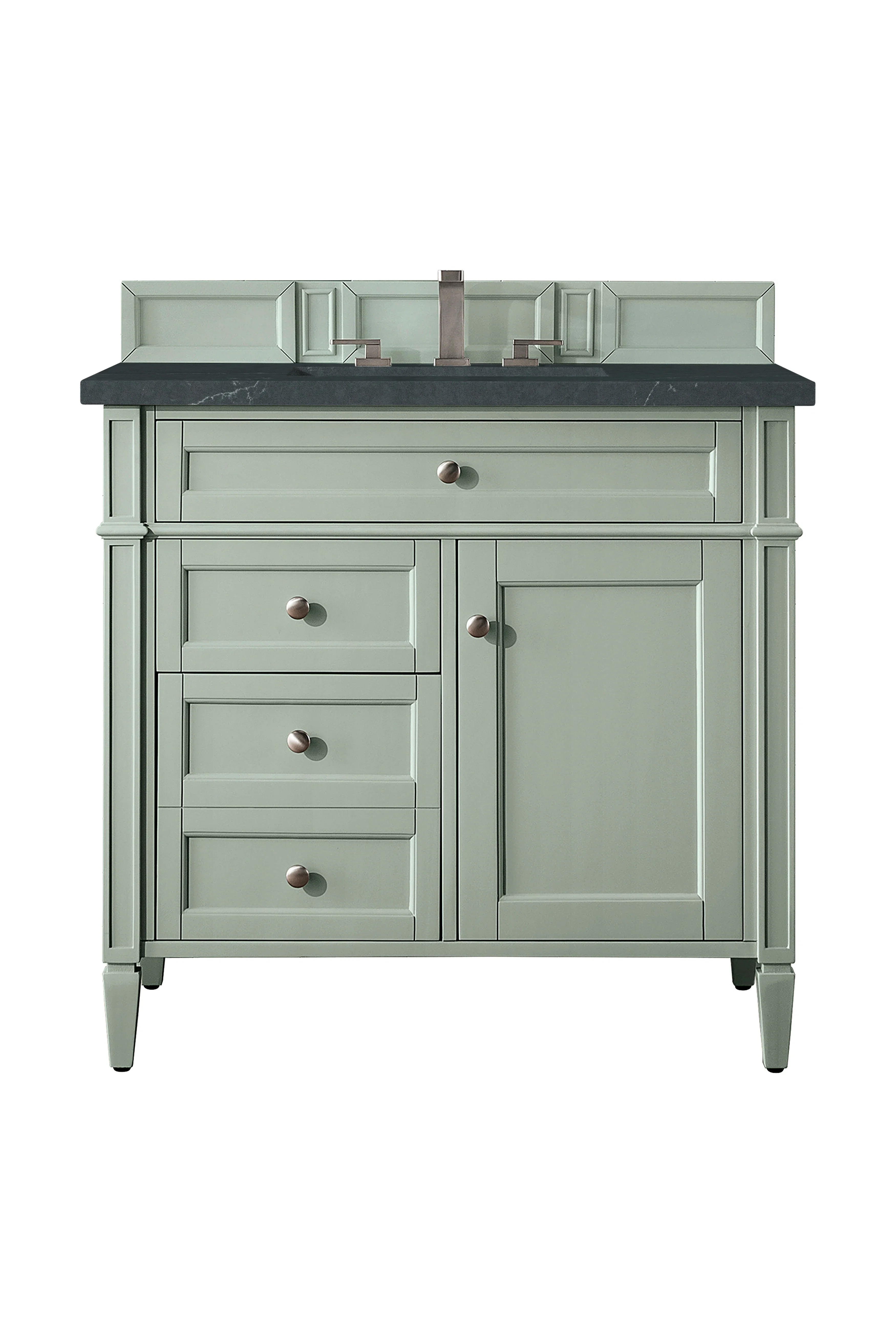 Brittany 36" Single Vanity, Sage Green w/ 3 CM Charcoal Soapstone Silestone Top