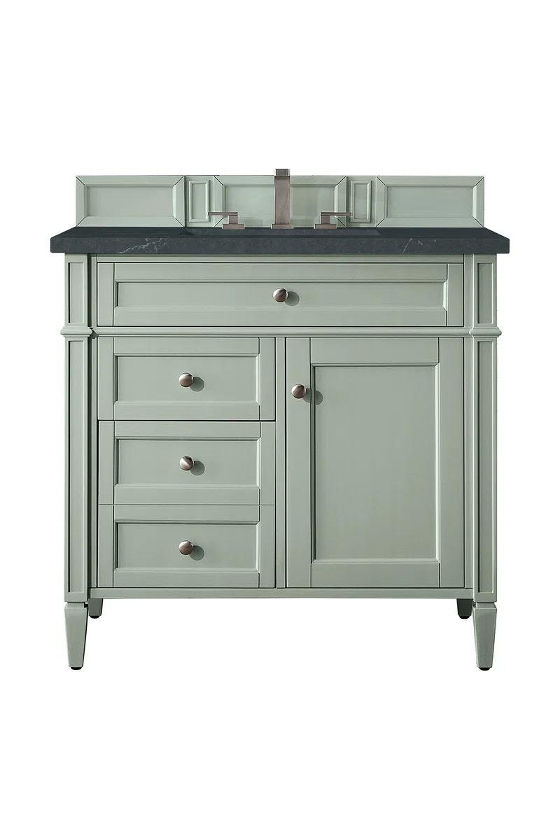 Brittany 36" Single Vanity, Sage Green w/ 3 CM Charcoal Soapstone Silestone Top