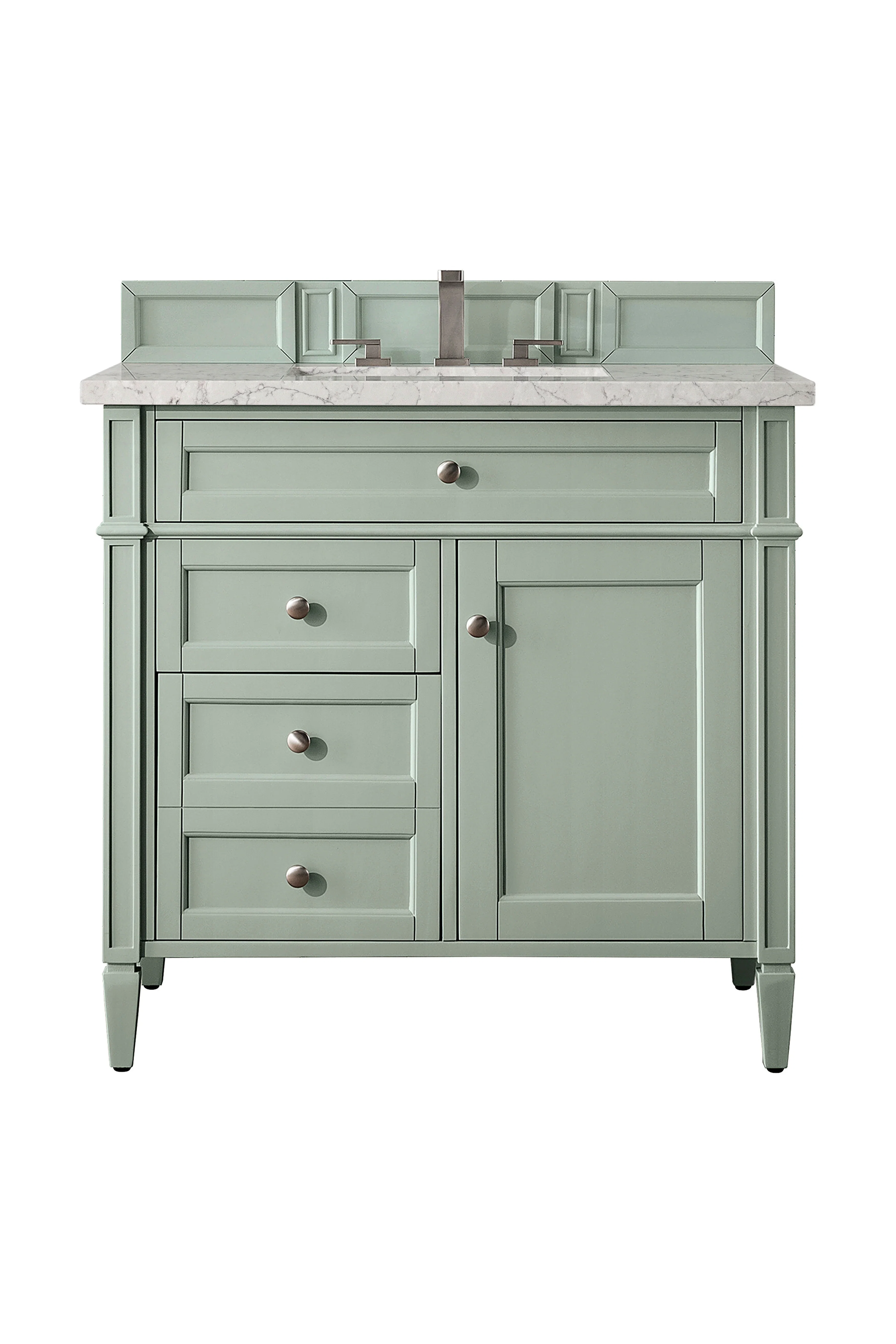 Brittany 36" Single Vanity, Sage Green w/ 3 CM Eternal Jasmine Pearl Silestone Top