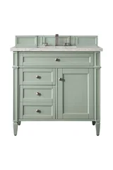 Brittany 36" Single Vanity, Sage Green w/ 3 CM Eternal Jasmine Pearl Silestone Top