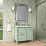 Brittany 36" Single Vanity, Sage Green w/ 3 CM Eternal Jasmine Pearl Silestone Top